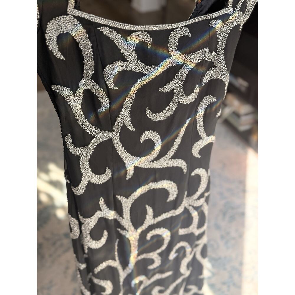 NWT RARE VINTAGE Silk Y2K Black Beaded Evening Gown – Scala - Size Medium - Picture 5 of 8